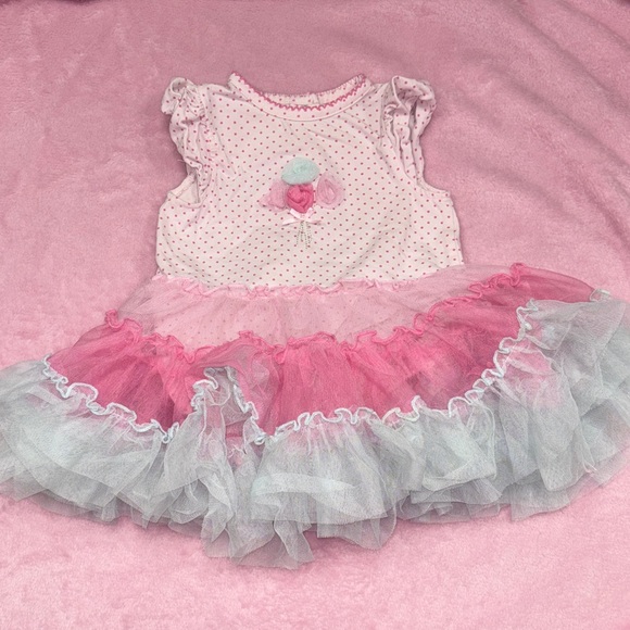Little Me Baby Girl’s Pink, White Flouncy Tutu Bodysuit Dress Size 18 Months - Picture 1 of 6